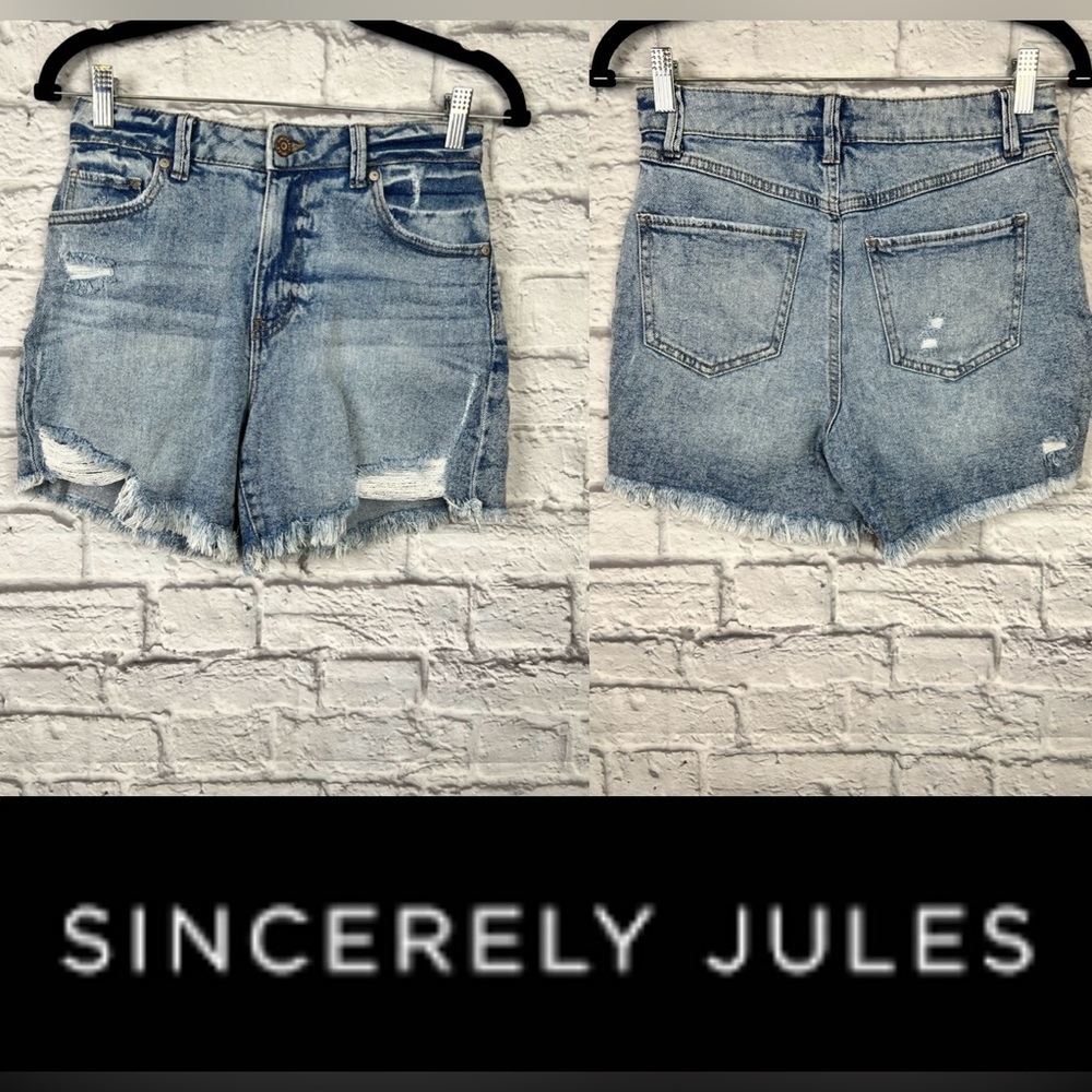 Sincerely Jules Distressed Blue Jean Shorts